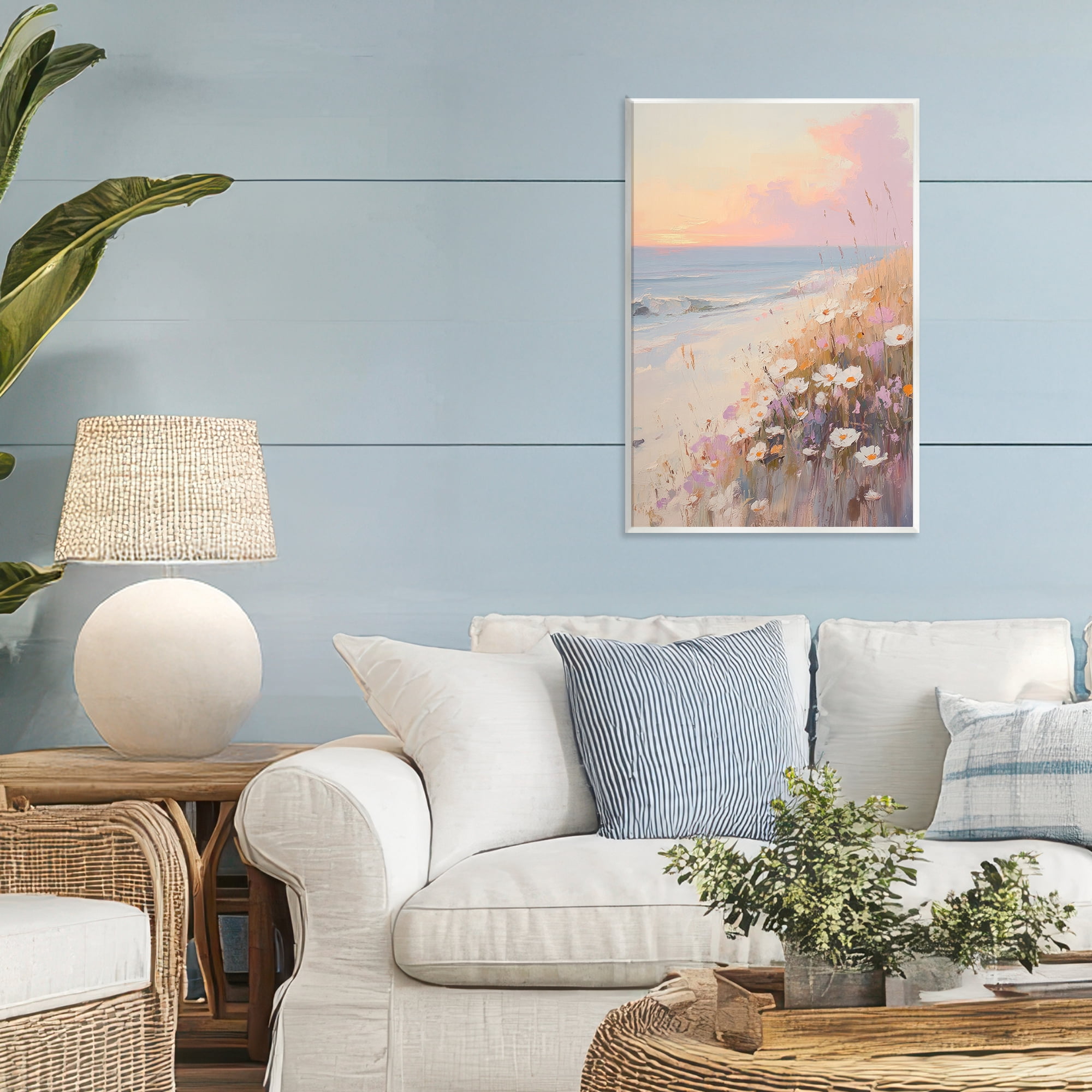 Stupell Industries Pastel Sunset Wildflowers By Sea Wall Plaque Art, design by Sisi and Seb