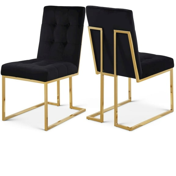 Meridian Furniture Pierre 19.5"H Velvet Dining Chair in Black (Set of 2)