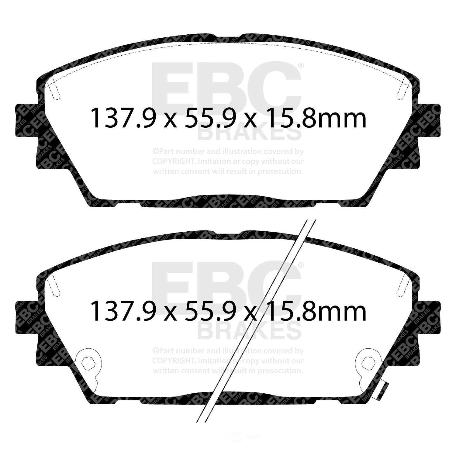 EBC Brakes DP42416R Yellowstuff Street And Track Brake Pads, FMSI Pad No. D2218 Vented 280/295mm