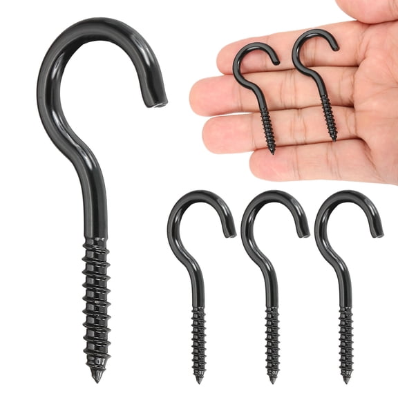 4 Pack Screw Eyes, M4x50mm 304 Stainless Steel Heavy Duty Eye Bolts Screw Black