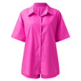 thumbnail image 5 of PEASKJP Short Sets Women 2 Piece Outfits Vacation Women's 2 Piece Outfits Graphic Print Short Sleeve Tee and Drawstring Waist Shorts Set (Hot Pink,XL), 5 of 5
