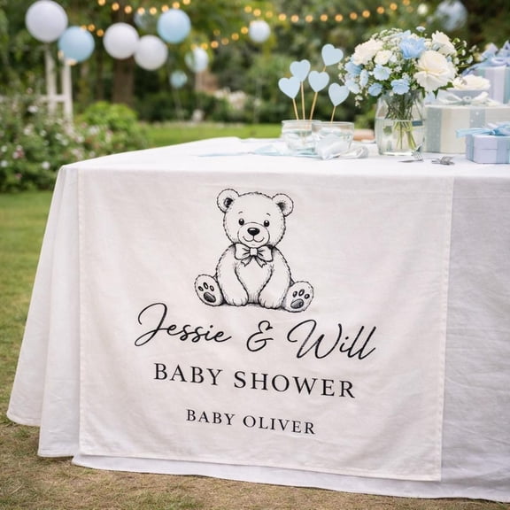ViciArt Custom Baby Shower Tablecloth with Name Event Table Decor