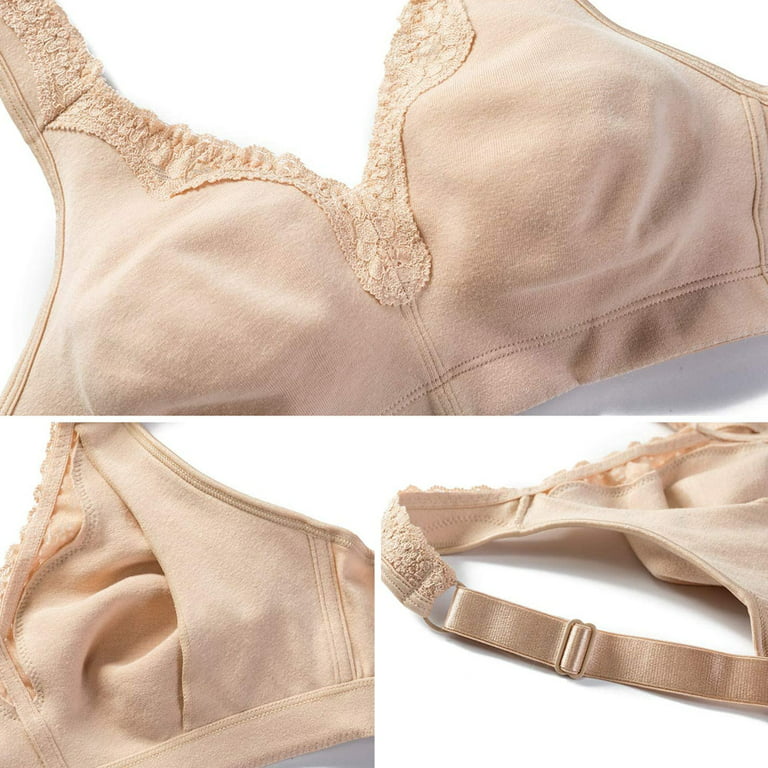 TELIMUSSTO Womens Bra Plus Size Full Coverage Wirefree Non-Padded Cotton  Stretchy, Apricot, 34DD : : Clothing, Shoes & Accessories