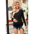 thumbnail image 2 of Ekouaer Womens Maternity T Shirt 3 Pack Long Sleeve Pregnancy Tops Comfy Maternity Tshirts New Mom Clothes Floral Black/Black/Black, 2 of 5