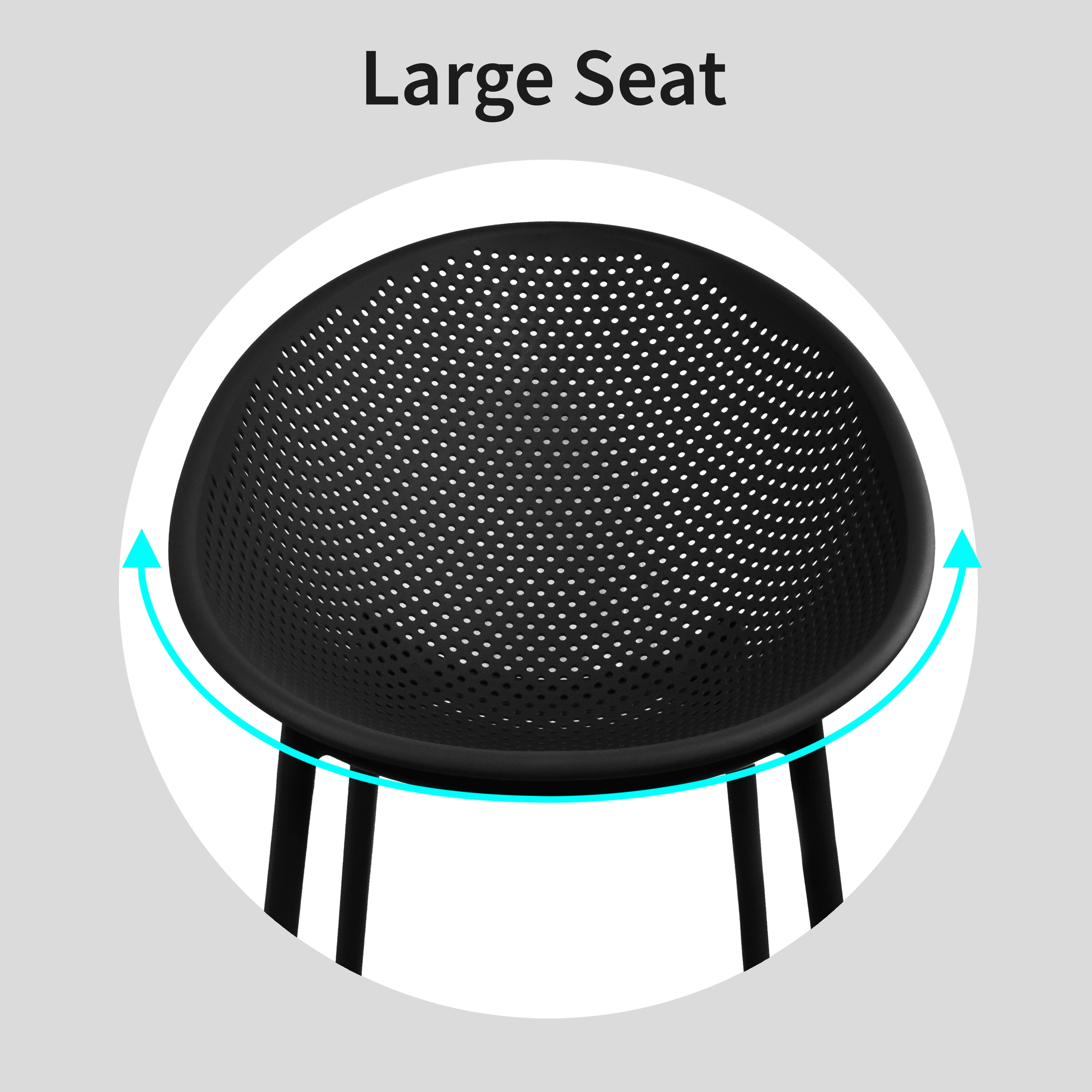 2xhome Set of 2 Modern Patio Chairs, Oval Acepulco With Dots Round Shape Contemporary Plastic Armless Dining Accent Chairs for Kitchen Living Room or Outdoor