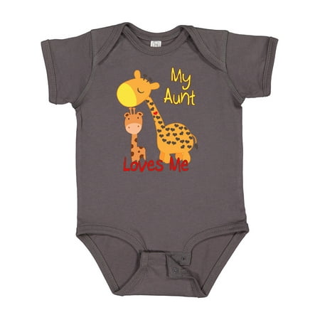 

Inktastic My Aunt Loves Me Giraffe Gift Baby Boy or Baby Girl Bodysuit