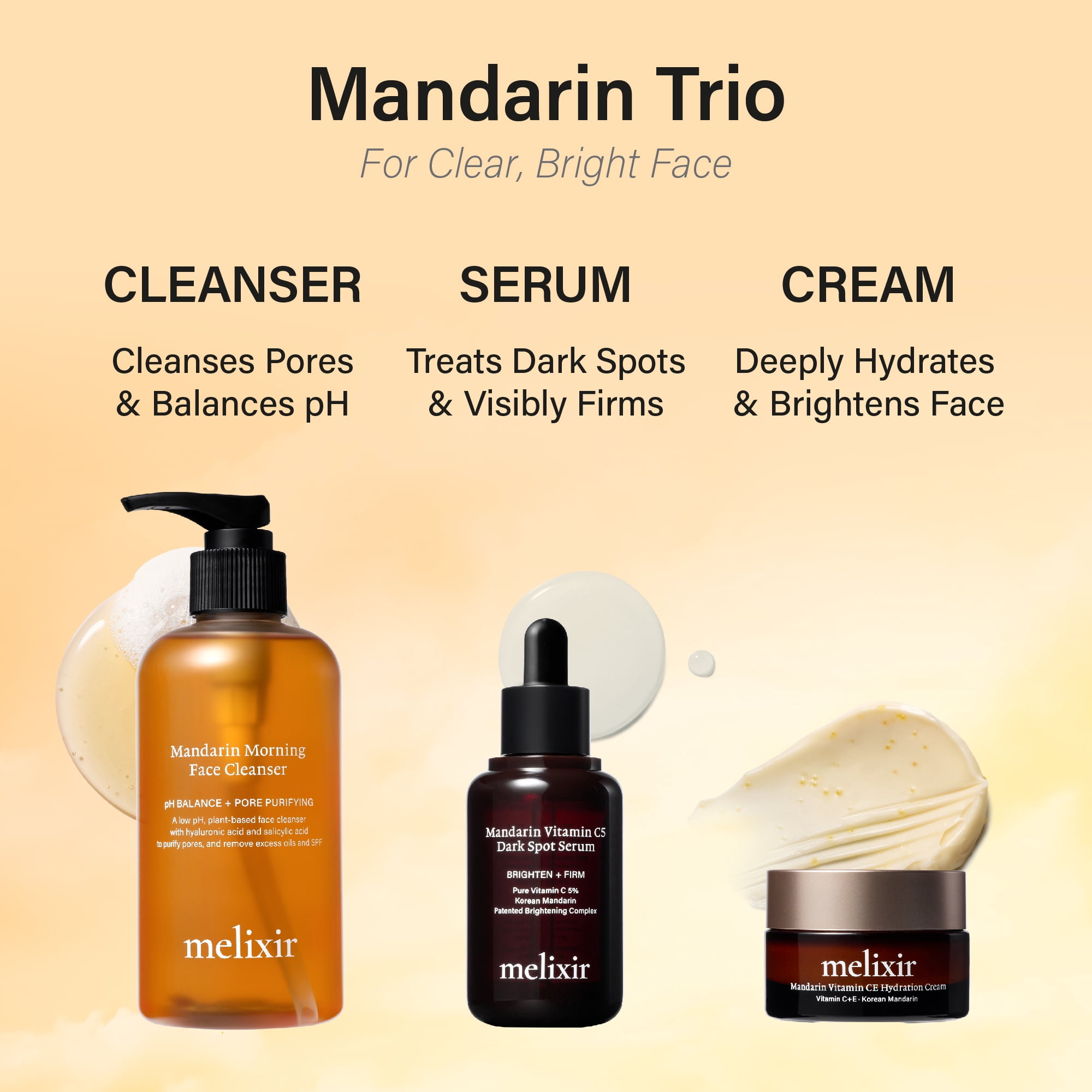 Melixir Mandarin Vitamin C5 Serum – Enhances Radiance with 5% Ascorbic Acid & Centella Asiatica, For Uneven Tone & Texture, Lightweight Daily Serum, Korean Skincare (1.0 fl.oz.)