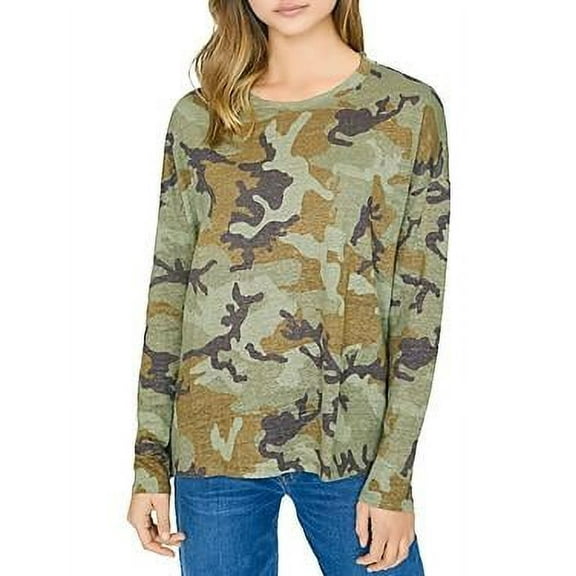 MSRP $59 Sanctuary Carlee Camo Linen Long Sleeve T-Shirt Size XXS