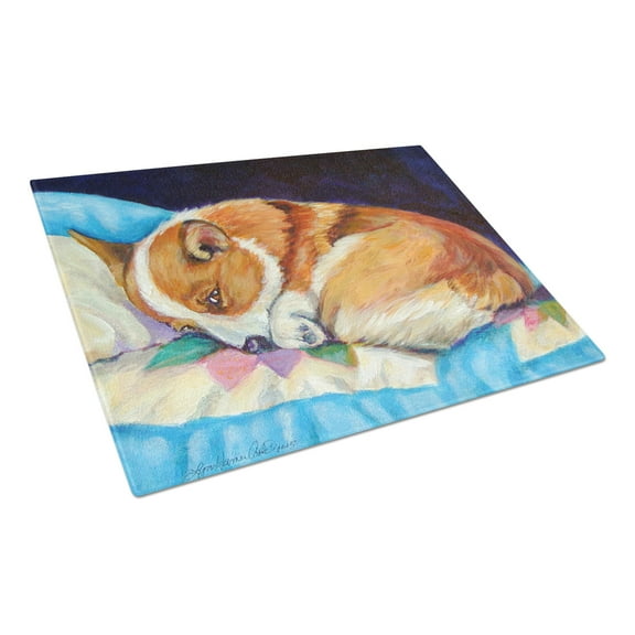 Carolines Treasures 7291LCB Corgi Glass Cutting Board Large 12H x 16W multicolor