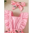 thumbnail image 6 of Arvbitana Baby Girl Romper Dress Sleeveless Square Neck Cartoon Animal Print Ruffle Bodysuit + Headband Summer Clothing Set 2Pcs 3-24M, 6 of 9