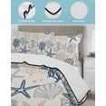 thumbnail image 4 of Blue Beige Coastal Twin XL Size Down Alternative Comforter,Lightweight Comforter Quilt Bedding Set with Pillow Shams Summer Beach Starfish Coral Nautical Rustic Bed Comforter Duvet Insert 68"x98", 4 of 7