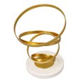 thumbnail image 3 of Escultura abstracta de remolino, base redonda de metal fuerte, elegante escultura geométrica de color dorado para oficina familiar, biblioteca, cafetería, tamaño pequeño y base blanca, 3 of 5