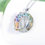 KARLSITEK Tree of Life Sisters Birthday Gifts, From Sisters Flower Alloy Silver Tree of Life Sisters Necklace with Crystal Sister Jewelry Gifts for Women, Girls, Daughter, Friends Graduation