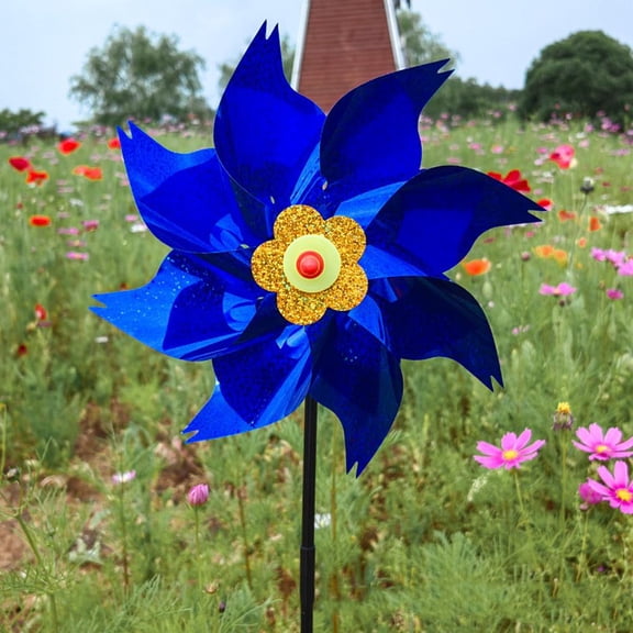 1 Pack Reflective Pinwheels with Stakes, Extra Sparkly Pin Wheel for Garden Decor, Bird Repellent Devices Deterrent to Scare Birds Away from Yard Patio Farm