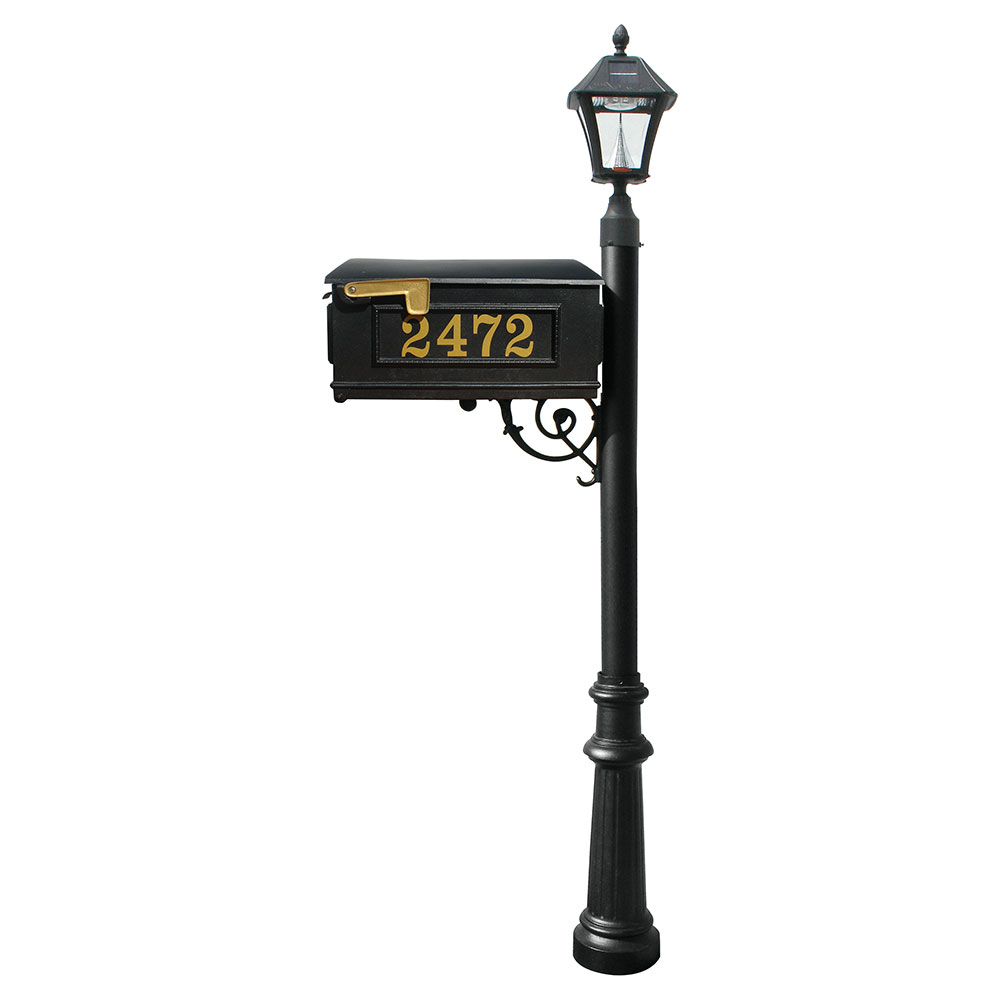 Mailbox, Post in black color, w/ Vinyl numbers on mailbox, black