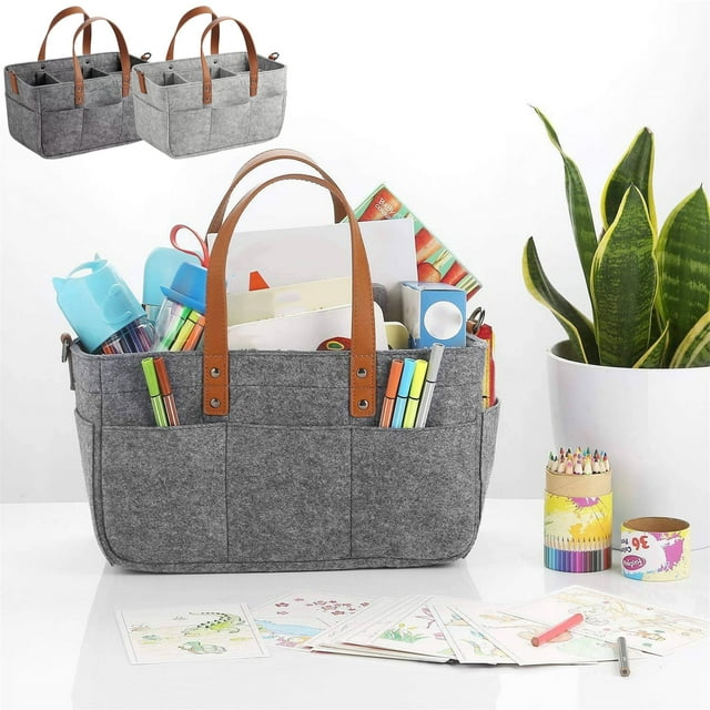 Foldable Storage Organizer with Removable Compartments - Large Portable Tote for Diapers, Wipes & Baby Essentials - Lightweight Travel Bag for Nursery, Car & Home - 18" x 12" x 8"