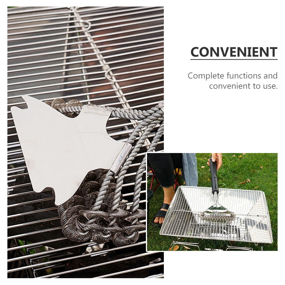 Pretyzoom Outdoor BBQ Brush Barbecue Cleaning Brush Galvanized Wire Assorted Color 1Set