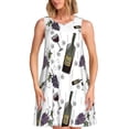 thumbnail image 1 of Fotbe Wine Bottles And Grapes Vestido de Verano sin Mangas para Mujer – Vestido Midi Línea A, Estilo Camiseta Floral, Vestido Playero Casual y Fluido, 1 of 7