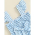 thumbnail image 7 of Bagilaanoe Newborn Baby Girl Summer Rompers Plaid Print Fly Sleeve Bodysuits + Headband 3M 6M 12M 18M Infant Casual One Piece Jumpsuit, 7 of 7