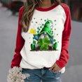 thumbnail image 2 of Penkiiy Chemise Femme Manches Longues Fête de la Saint-Patrick Décontractée Ample Trèfle Imprimé Graphique T-Shirt Haut 2TG Rouge, 2 of 4