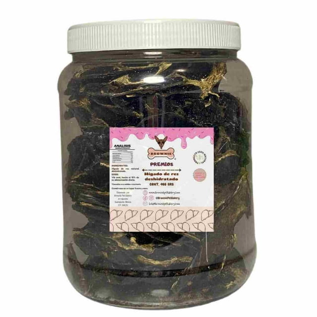Hígado de res Brownie 460 grs Deshidratado para perros de todas las razas y tamaños