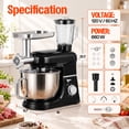 thumbnail image 3 of SPECSTAR 6 in 1 Multifunctional Stand Mixer with 8.5 Quart Stainless Steel Bowl, 660W 10 Speed Tilt-Head Meat Grinder, Juice Blender, Vegetable Slicer, Pasta and Cookie Maker, Black, 3 of 9