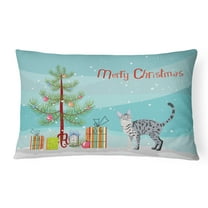 Carolines Treasures CK4578PW1216 Spangled 1 Cat Merry Christmas Canvas Fabric Decorative Pillow, 12H x16W,