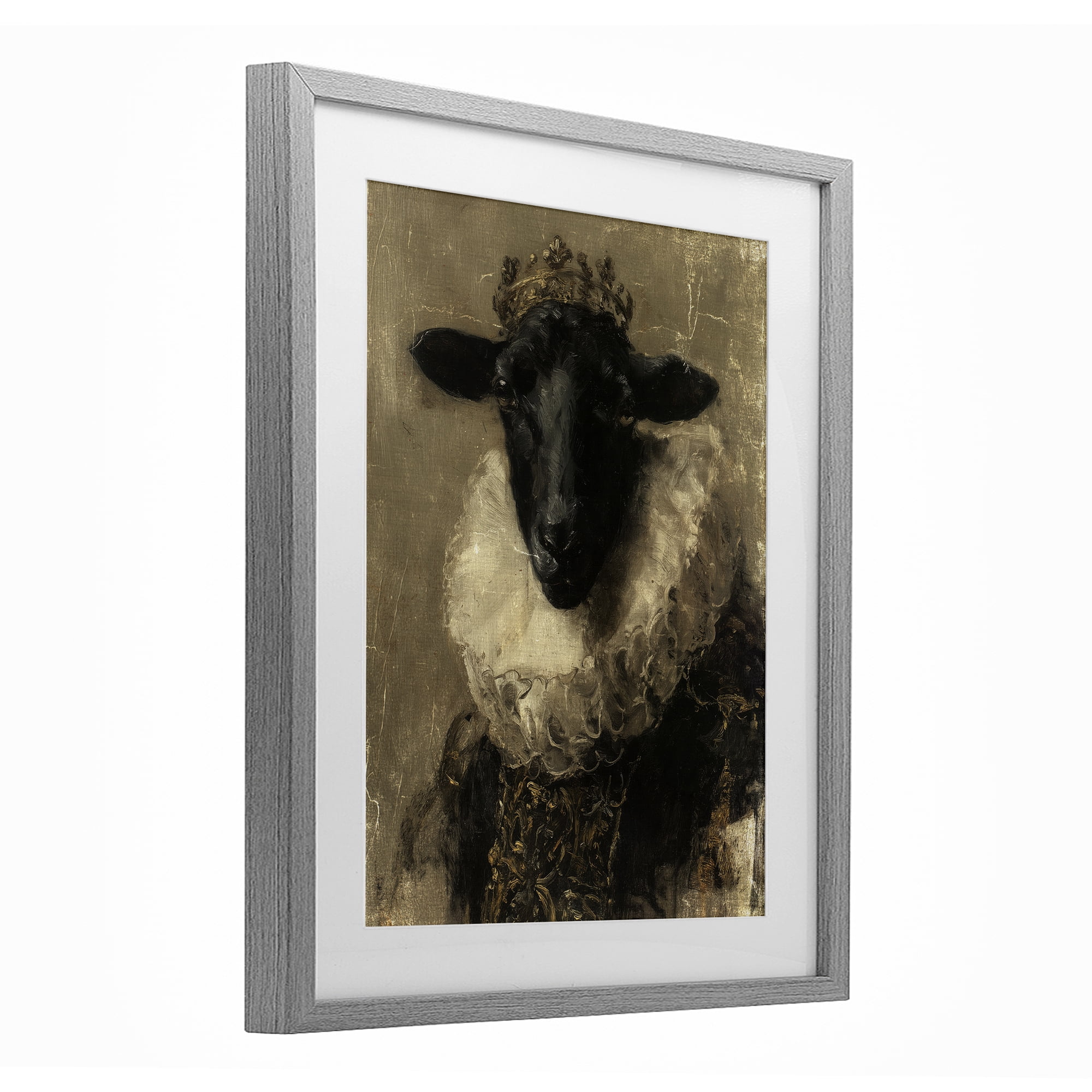 Stupell Industries Noble Ram Portrait Gray Framed Print Under Glass, design by Svetlana Aleynikova