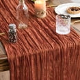 thumbnail image 3 of Sm:)e Boho Terracotta Gauze Cheesecloth Table Runner 35x120 Inch, Multi-Purpose Decor for Kitchen Dining Wedding Holiday Party, 3 of 5
