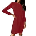 thumbnail image 2 of CALAFEBILA Winter Dresses Long Sleeve Solid Color Midi Sweater Dress Fleece Long Junior Dresses, 2 of 5