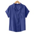 thumbnail image 6 of Patlollav Womens Plus Size Clearance Women Solid Color Lapel Casual Short-Sleeved Denim Shirt Loose Tops, 6 of 6