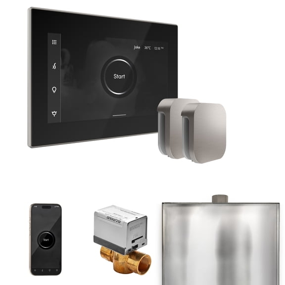 Mr Steam XButler Max Steam Shower Ctrl Pkg w/iSteamX Control and Steamhead in Black Brushed Nickel