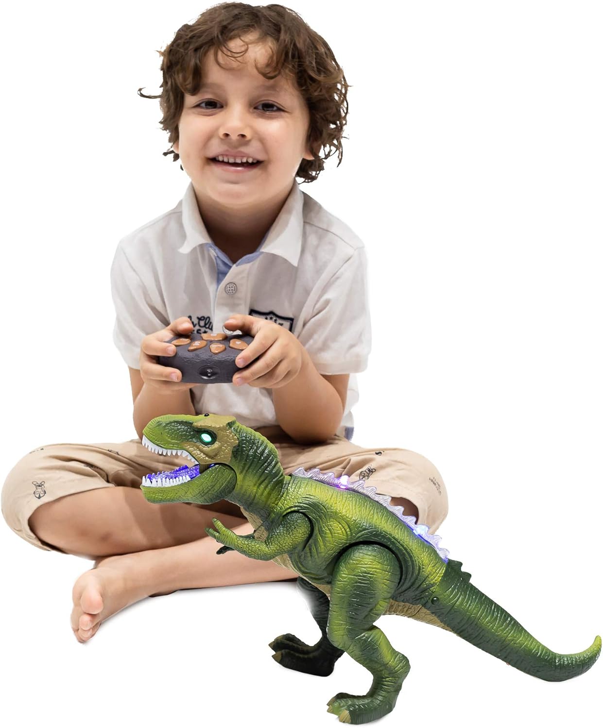 Joyfy Remote Control Walking Dinosaur for Kids 3-5, Robot Dinosaur Toy with Light and Realistic Roaring Sound, Electric Animal Toy, Christmas Birthday Gift for Boys
