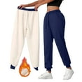thumbnail image 2 of Trendy Womens Fleece Lined Sweatpants Elastic Waisted Drawstring Winter Baggy Lounge Travel Pants Fashion Outfits Joggers Clothes, 2 of 5