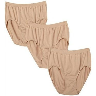 Bali by Bali Women's Plus Size 10/11 Solid Microfiber Full Brief Panty, Nude (3-Pack)