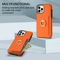 thumbnail image 3 of Allytech iPhone 11 Pro Max Case with Ring Holder, Slim Fit Cards Holder Cash Pocket Protective PU Leather TPU Shell Wallet Phone Case for Apple iPhone 11 Pro Max - Orange, 3 of 8
