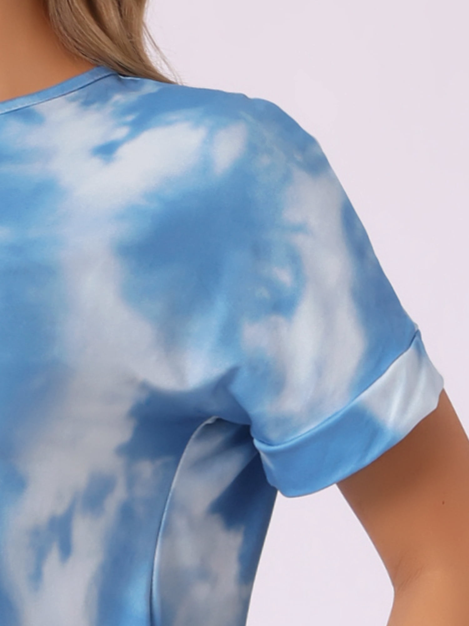 DARING DIVA Women's Tie Dye T-shirts with Pants Pajamas Set M Blue