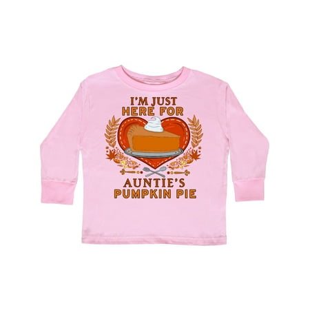 

Inktastic I m Just Here for Auntie s Pumpkin Pie with Hearts Gift Toddler Boy or Toddler Girl Long Sleeve T-Shirt