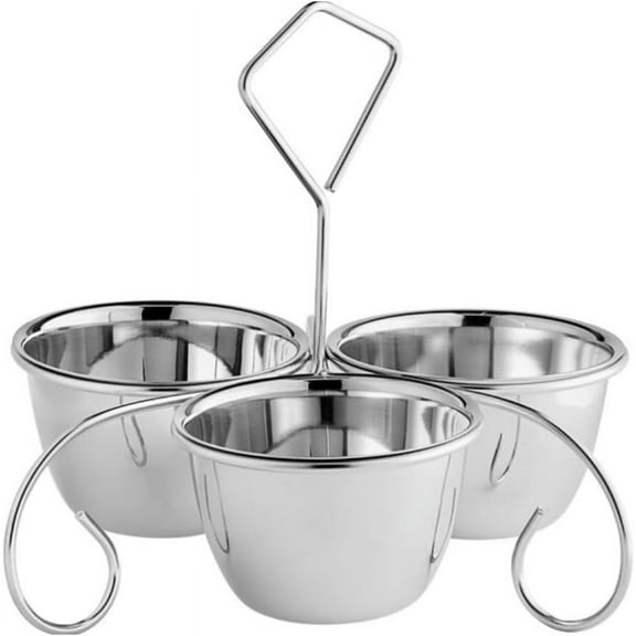 Soro Essentials- Stainless Steel Three-Way Server Caddy with 10 oz. Bowl- Serving Bowl Set with Stand for Parties Serving Stand for Salsa Sauces Dressing Candy Dining Dinnerware