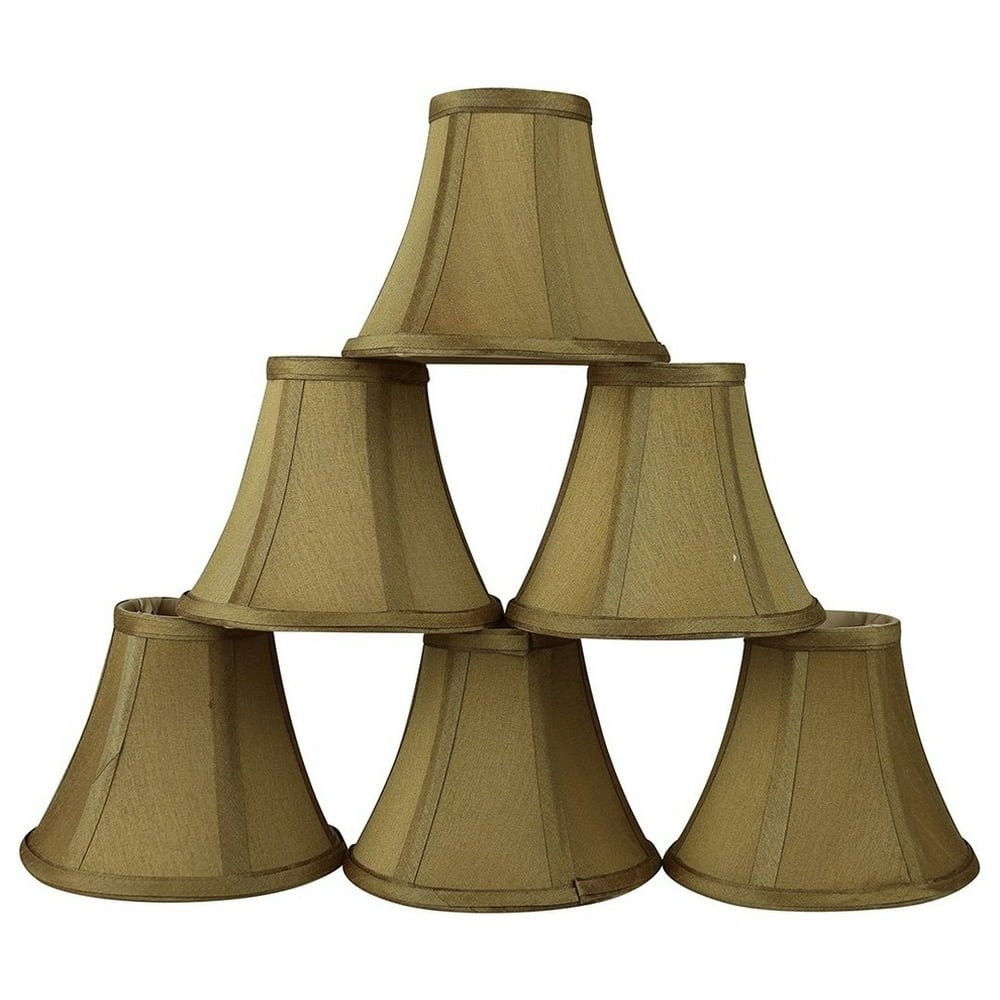 Urbanest Silk Bell Chandelier Lamp Shade, 3x6x5", Gold, Set of 6