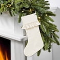 thumbnail image 4 of Clearance Under $6 1PC Ruffled Christmas Stocking, White Velvet Xmas Stocking with White Cuff, Large Hanging Stocking for Fireplace Tree Holiday Decor, 4 of 5
