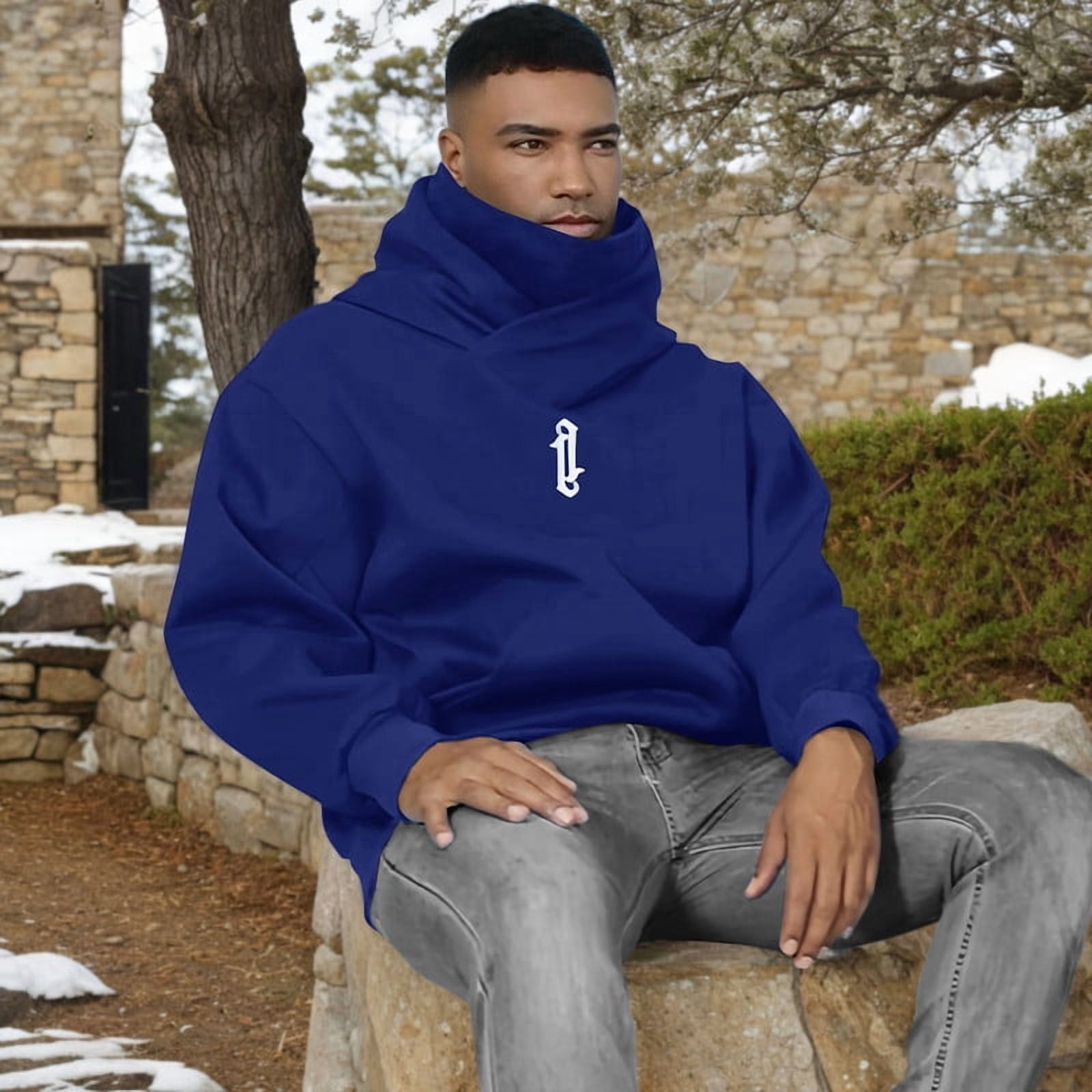 HISITOSA Men's Long Sleeve Fleece Hoodie Lightweight Tech Wear Soft Cotton Pullover Unisex Casual Hooded Sweatshirts