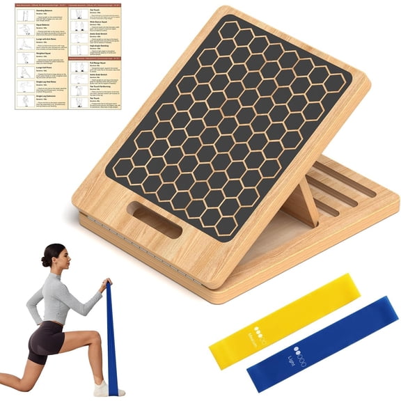 Wooden Slant Board for  Stretching, Adjustable Portable Wooden Incline Board with  Guide, 300 lb. Load Capacity, Physical  Equipment for , , Heels and Ankles
