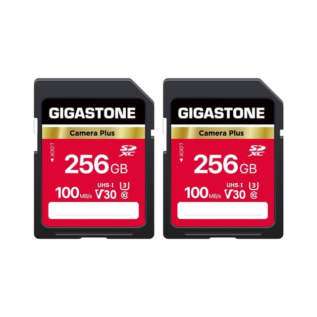 Tarjeta SD Gigastone 256 GB, paquete de 2, V30, alta velocidad, UHD