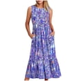 thumbnail image 1 of Fankiway Robe Longue Ample Sans Manches à Poches Col Rond Imprimé Robes d'Été pour Femmes Liquidation Robes pour Femmes Grande Taille Liquidation, 1 of 4