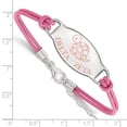 thumbnail image 2 of Solid 925 Sterling Silver Delta Zeta Enameled Oval Leather Bracelet - with Secure Lobster Lock Clasp (30mm), 2 of 2