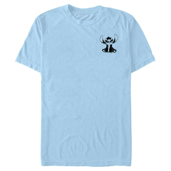 Men's Lilo & Stitch Black and White Sketch Stitch Graphic Tee Light Blue Small