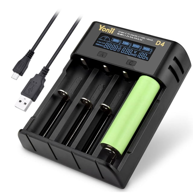 Cargador de batería 18650 4 ranuras para 18650 21700 26650 batería de litio AA AAA Nimh Adepaton LL-0526