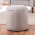 thumbnail image 1 of Skyline Decor Light Grey Fabric Upholstered Nail Trim Ottoman, 1 of 5
