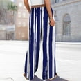 thumbnail image 4 of Aobny Gaucho Pants Baggy Women Blue Striped Pants Culottes Full High Waisted Plus Size Womens Pants, 4 of 8